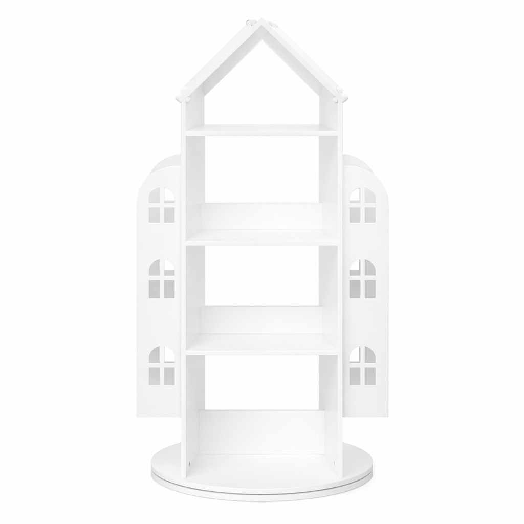 Vue de face de la bibliothèque tournante Séoul avec ses nombreux compartiments