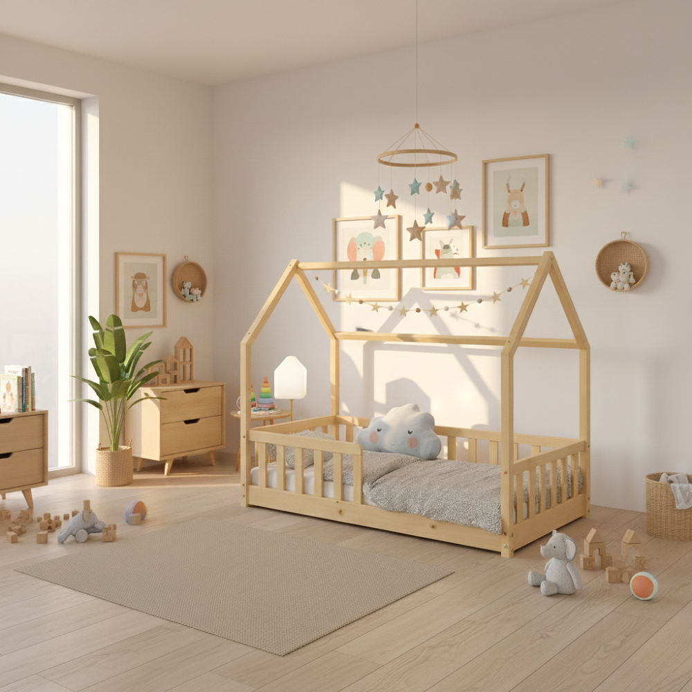 Lit cabane 80x150 - Naturel