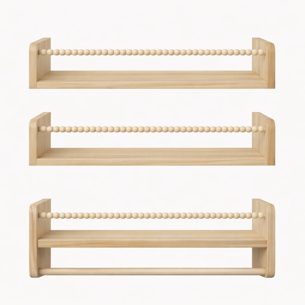 Vue de face du lot Marrakech comprenant 3 étagères de 40, 50 et 60 cm de largeur