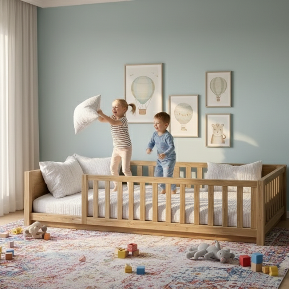 Lit Montessori au sol 100×200 – Naturel