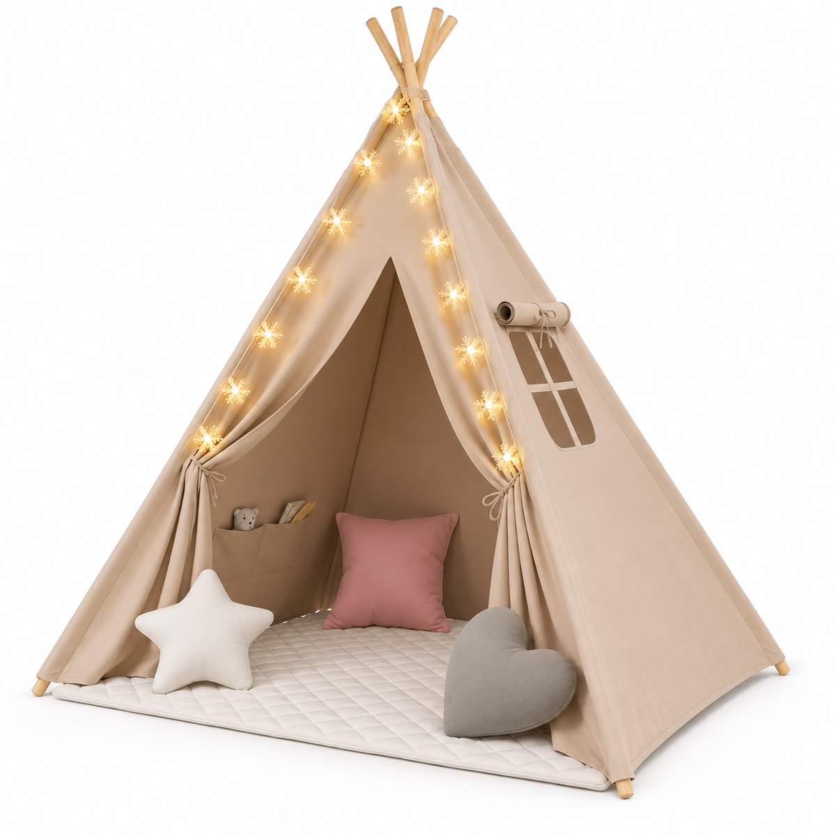 Tipi Enfant - Tente de Jeu avec Tapis et 3 Coussins