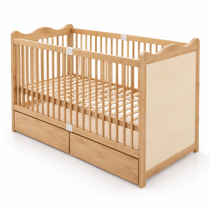 Lit bébé en bois à tiroirs - réglable