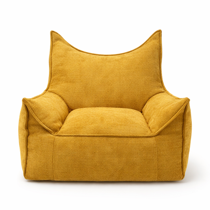 Pouf enfant moutarde fond blanc de face