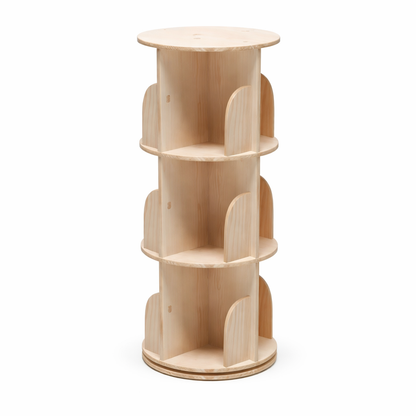 Bibliothèque tournante enfant Hong Kong en bois de pin massif naturel à 3 niveaux