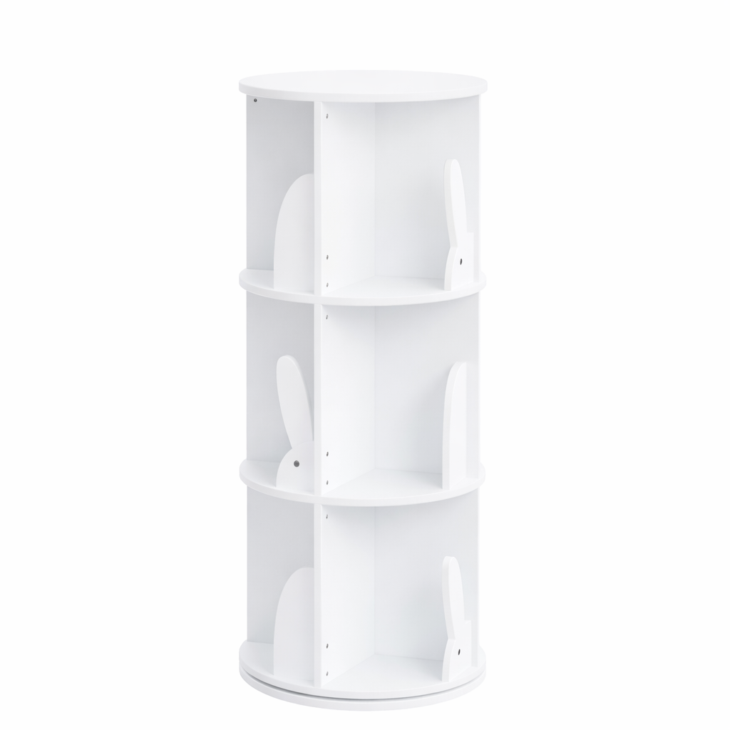 Bibliothèque tournante enfant Singapour blanche avec séparateurs en forme d'oreilles de lapin