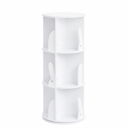 Bibliothèque tournante enfant Singapour blanche avec séparateurs en forme d'oreilles de lapin