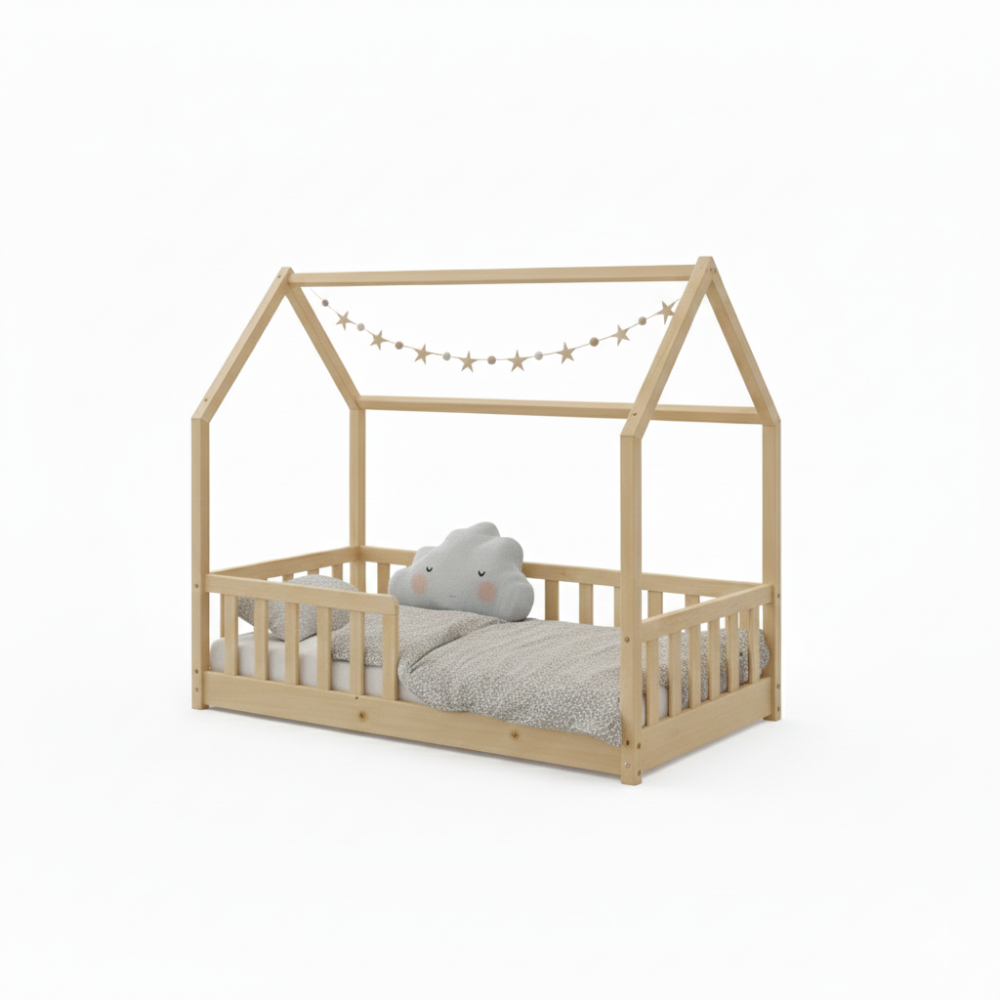 Lit cabane 80x150 - Naturel