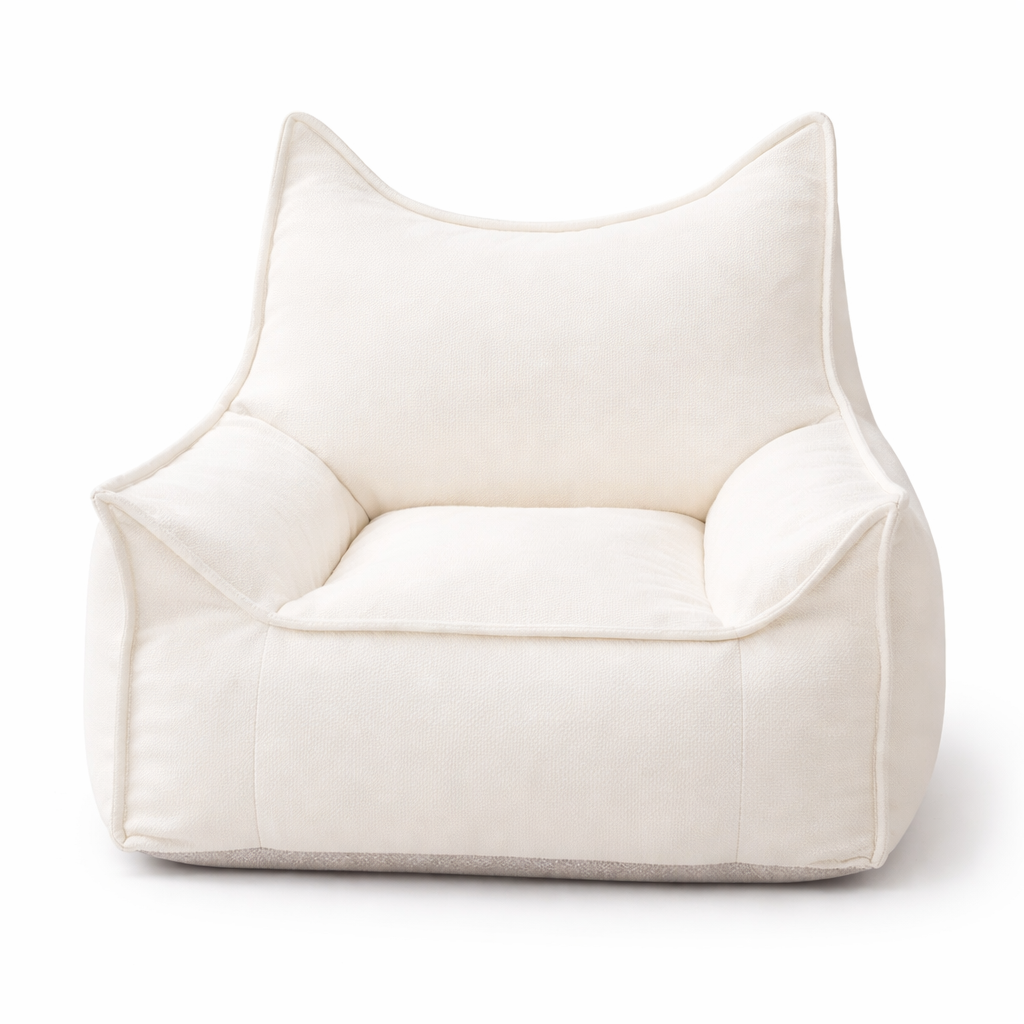 Pouf enfant blanc givre fond blanc de face
