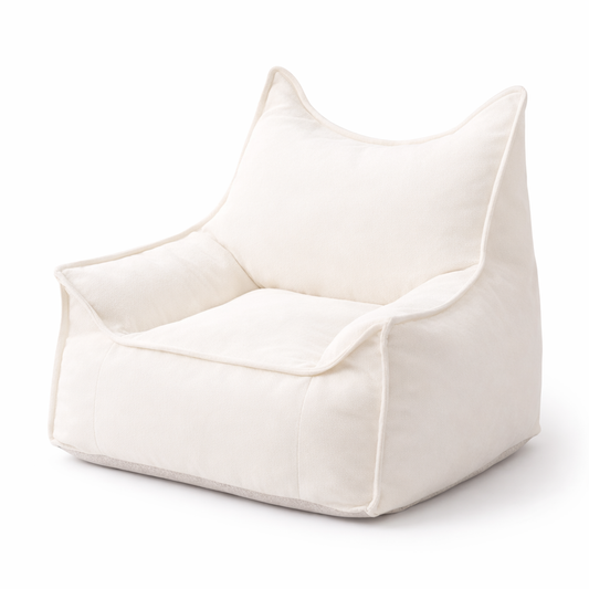 Pouf enfant blanc givre sur fond blanc