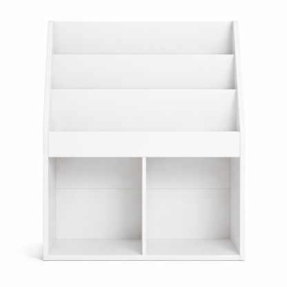 Vue de face de l'étagère de sol Helsinki pour livres et jouets