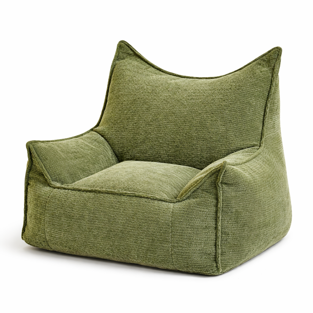 Pouf enfant olive fond blanc