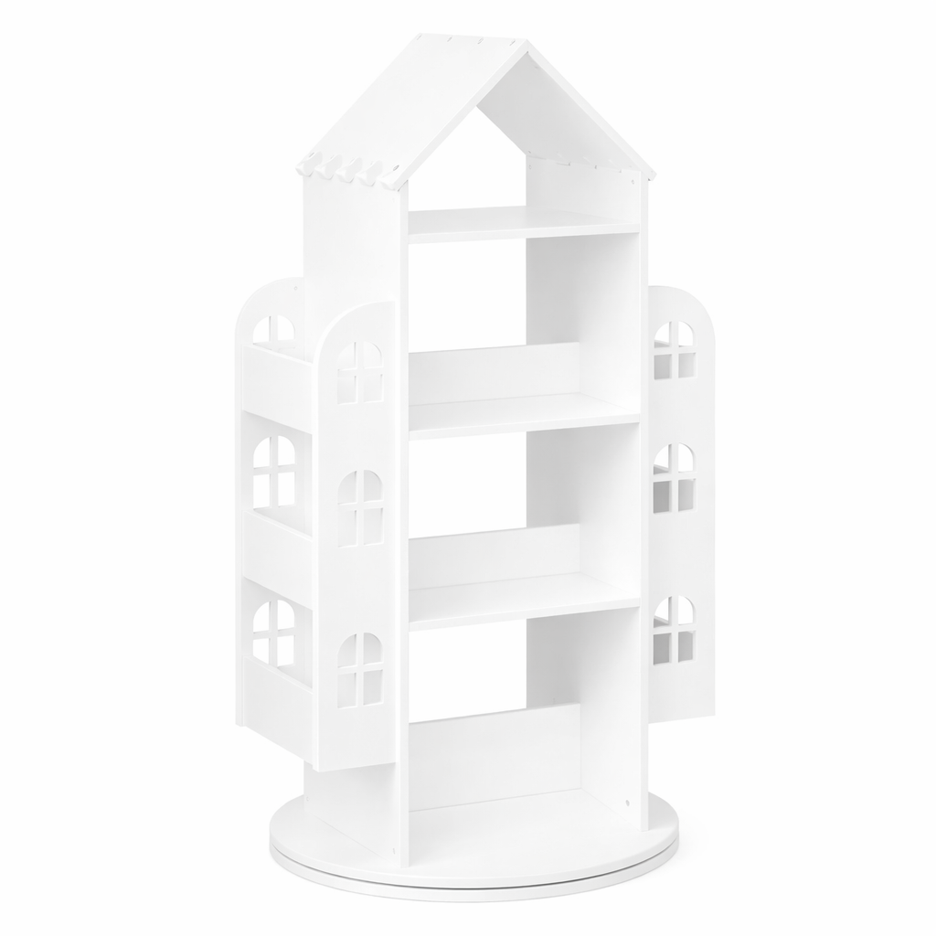Bibliothèque tournante enfant Séoul blanche en forme de maison à 4 étages