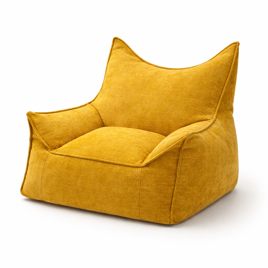 Pouf enfant moutarde fond blanc