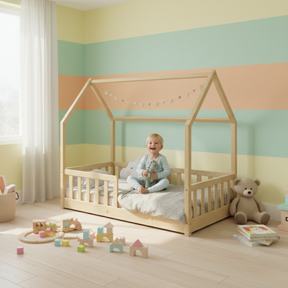 Lit cabane 80x150 - Naturel