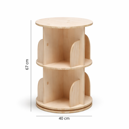 Bibliothèque Enfant Tournante en Bois Naturel 2 étages - Rangement Montessori
