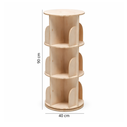Bibliothèque Enfant Tournante en Bois Naturel 3 étages - Rangement Montessori