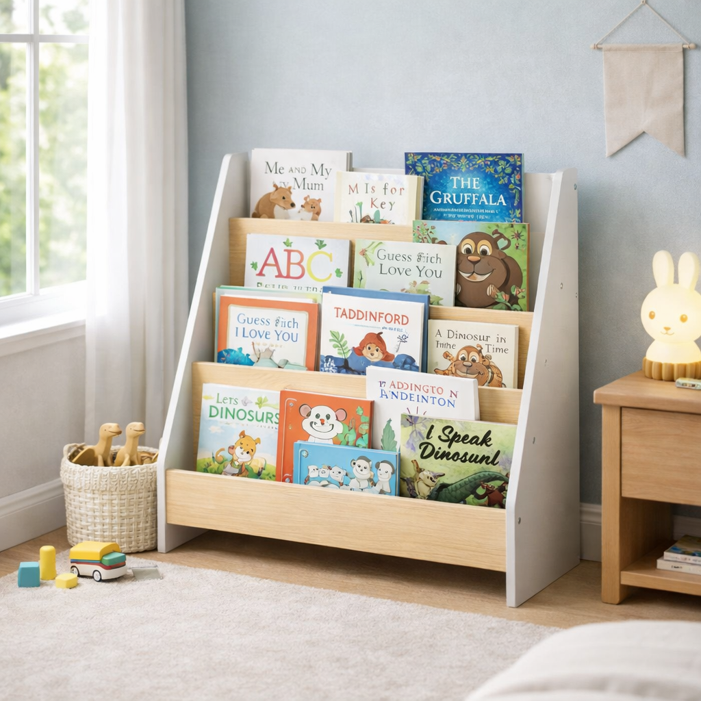 Bibliothèque de sol Cavtat installée dans une chambre d'enfant moderne