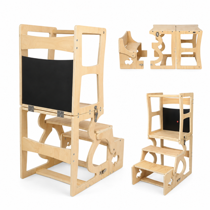 Tour d'observation Montessori 3 en 1 - Bois naturel