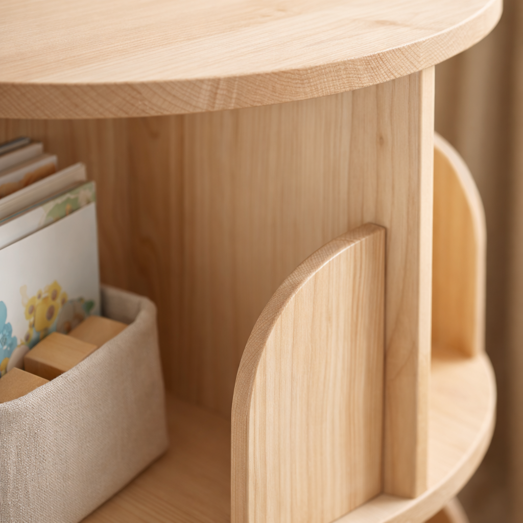 Détail de la finition bois massif sans traitement et des bords arrondis du modèle Hong Kong