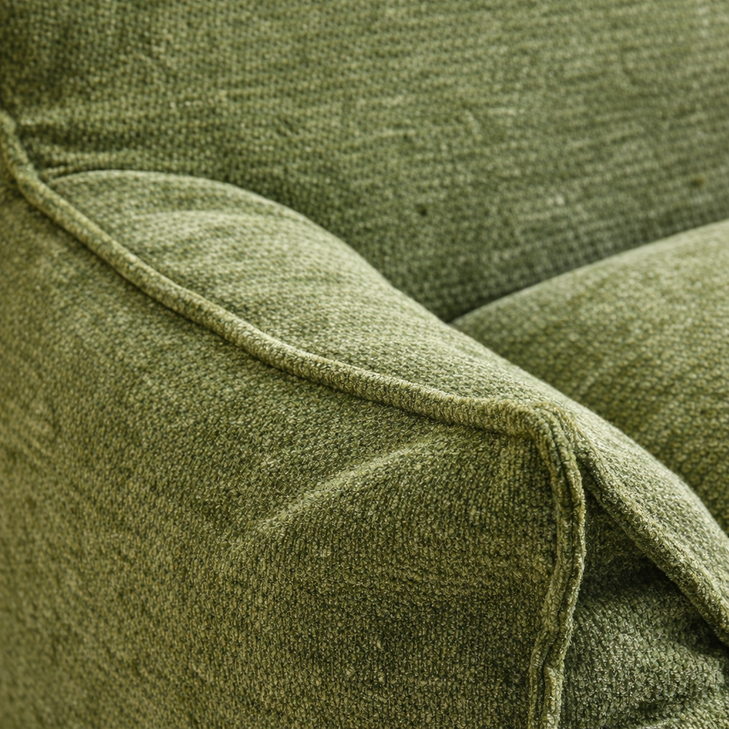 Zoom sur la qualité de notre pouf enfant olive