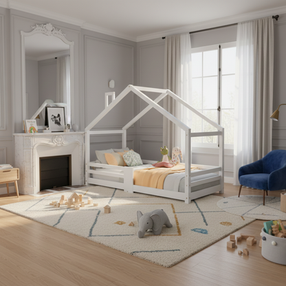 Lit cabane 90x200 - Blanc