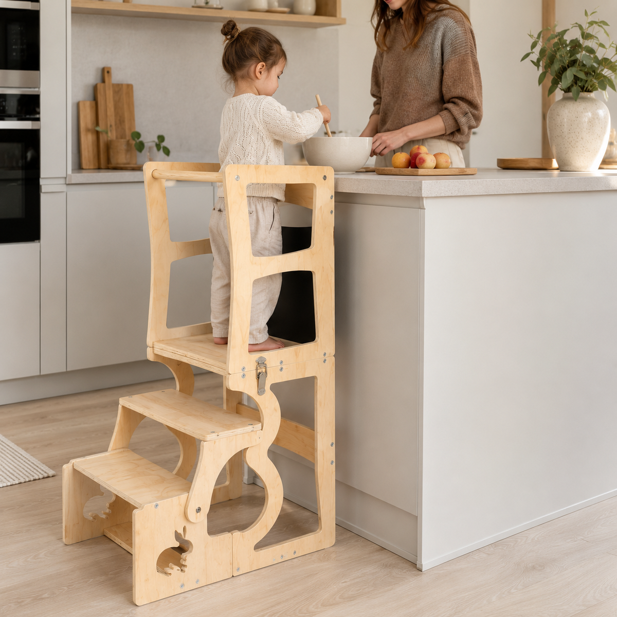 Tour d'observation Montessori 3 en 1 - Bois naturel
