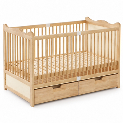 Lit bébé en bois à tiroirs - réglable