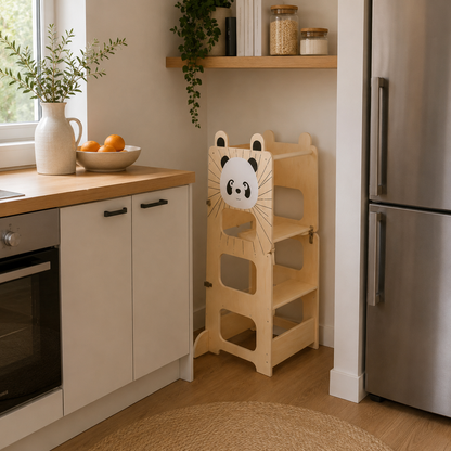 Tour d'apprentissage Montessori 3 en 1 - Panda ou singe