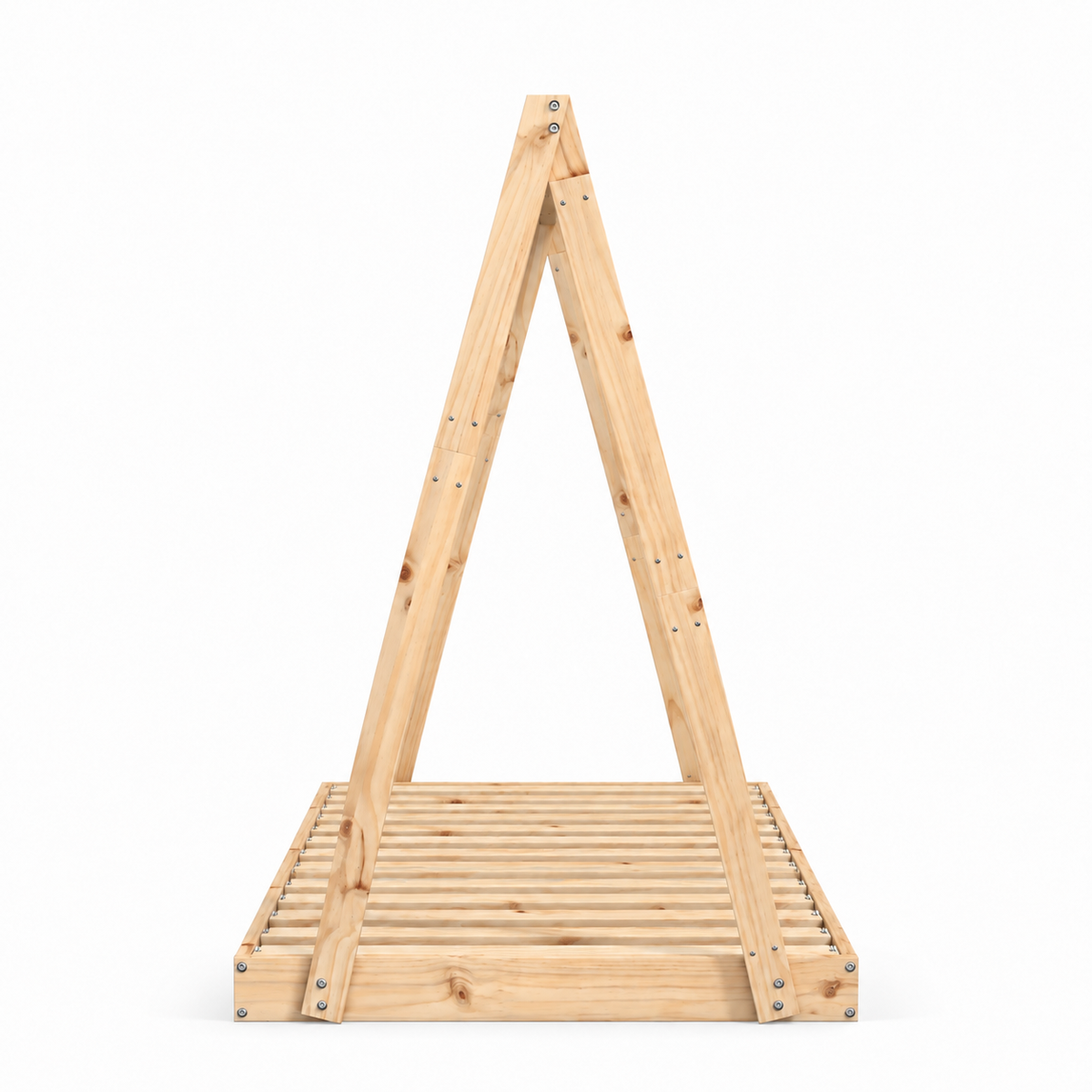Lit cabane 70x140 en pin massif – Cèdre, tipi au sol