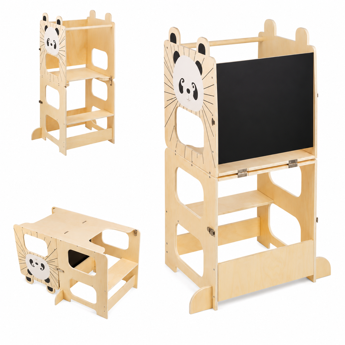 Tour d'apprentissage Montessori 3 en 1 - Panda ou singe