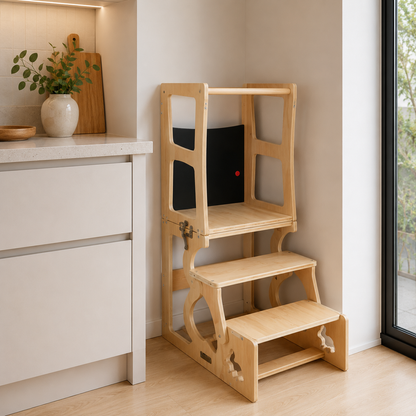 Tour d'observation Montessori 3 en 1 - Bois naturel