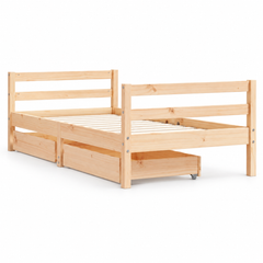 Lit enfant 80x160 en pin massif – Érable, bas avec 2 tiroirs