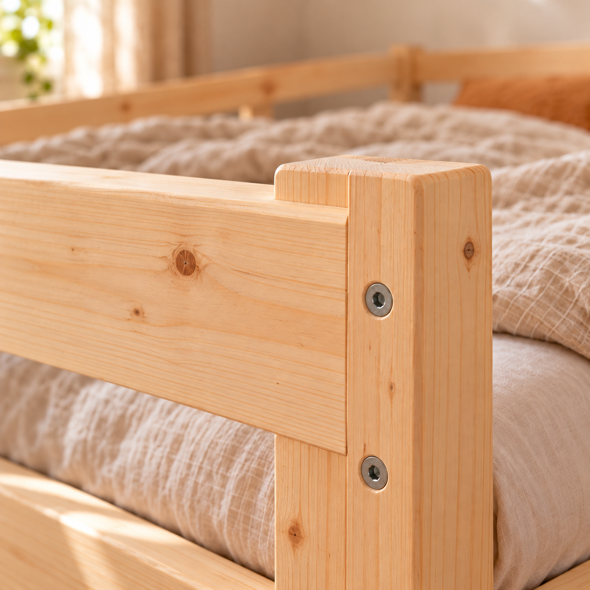 Lit enfant 70x140 en pin massif – Tilleul, bas à tête et pied de lit