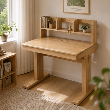 Bureau Enfant Réglable en Hauteur - Bois Massif Inclinable