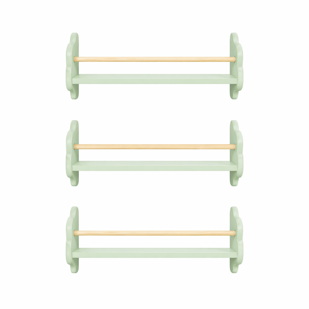 Vue de face des 3 étagères Nuuk de largeurs différentes : 45, 55 et 65 cm