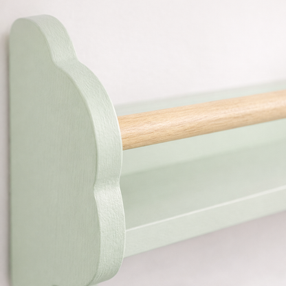 Finition vert d'eau et coins arrondis sécurisés de la petite étagère Nuuk