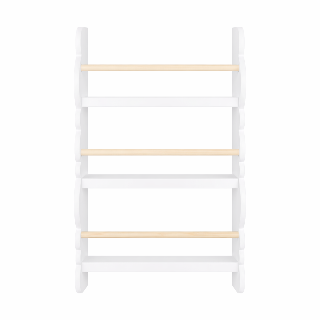 Vue de face de l'étagère murale à 3 niveaux Laponie coloris blanc et bois