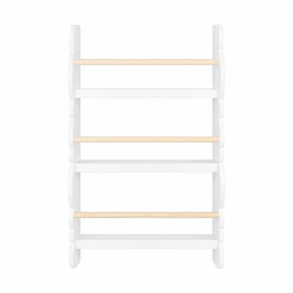 Vue de face de l'étagère murale à 3 niveaux Laponie coloris blanc et bois