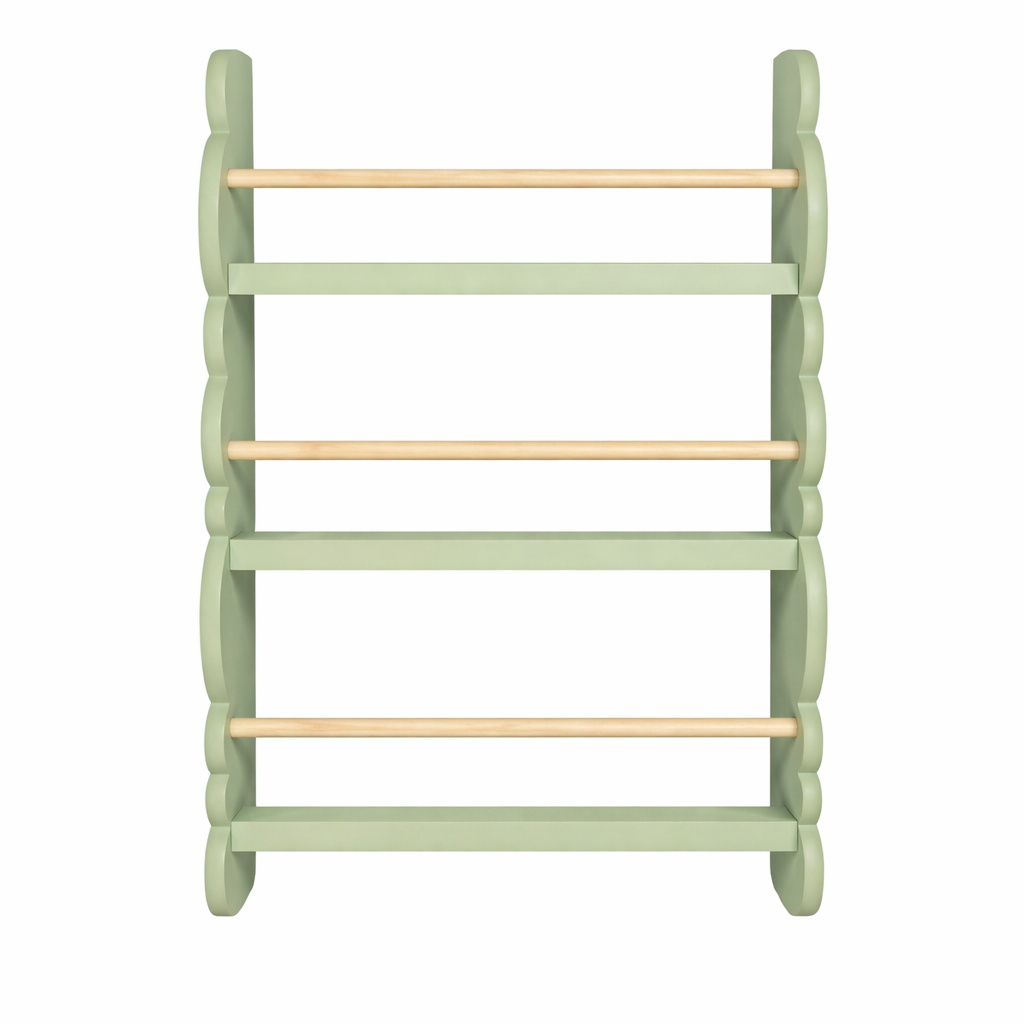 Bibliothèque murale enfant Laponie verte au design scandinave épuré