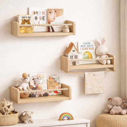 Décoration murale Montessori avec 3 bibliothèques Marrakech de tailles différentes