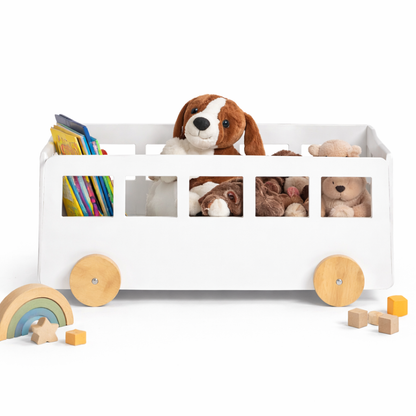 Vue de face du bac à livres Londres avec compartiments de rangement pour enfants