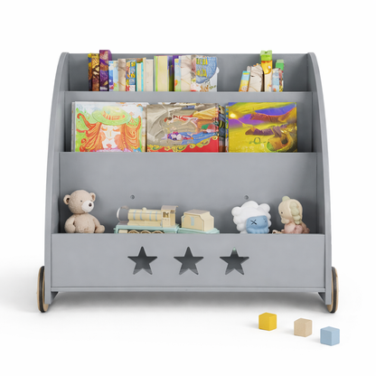 Vue de face de la bibliothèque de sol Hambourg grise avec étoiles décoratives