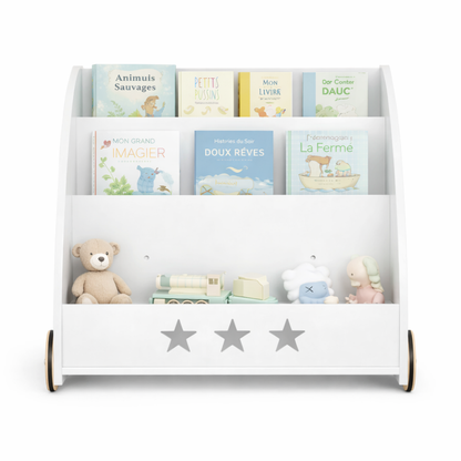 Vue de face de la bibliothèque de sol Hambourg blanche avec étoiles décoratives