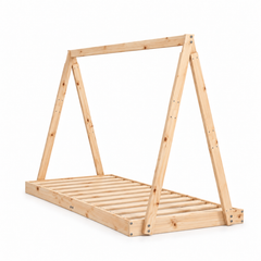 Lit cabane 80x160 en pin massif – Cèdre, tipi au sol