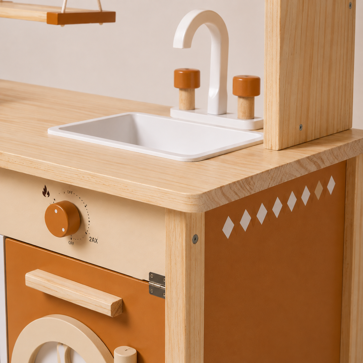 Cuisine Enfant en Bois Caramel - Cuisine Montessori 17 Pièces