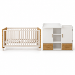 Ensemble lit bébé et table à langer avec rangements