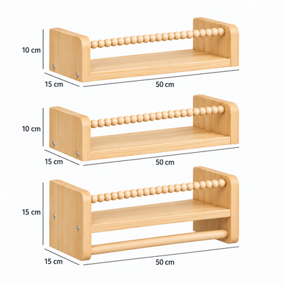 Lot de 3 Bibliothèques Enfant Murales 50cm - Etagère livre en bois