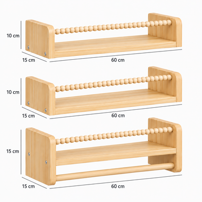 Lot de 3 Bibliothèques Enfant Murales 60cm - Etagère livre en bois