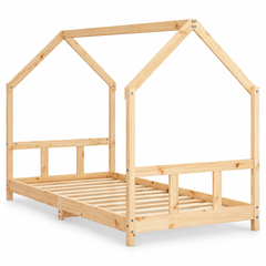 Lit cabane 90x190 en pin massif – Charme, toit pentagonal