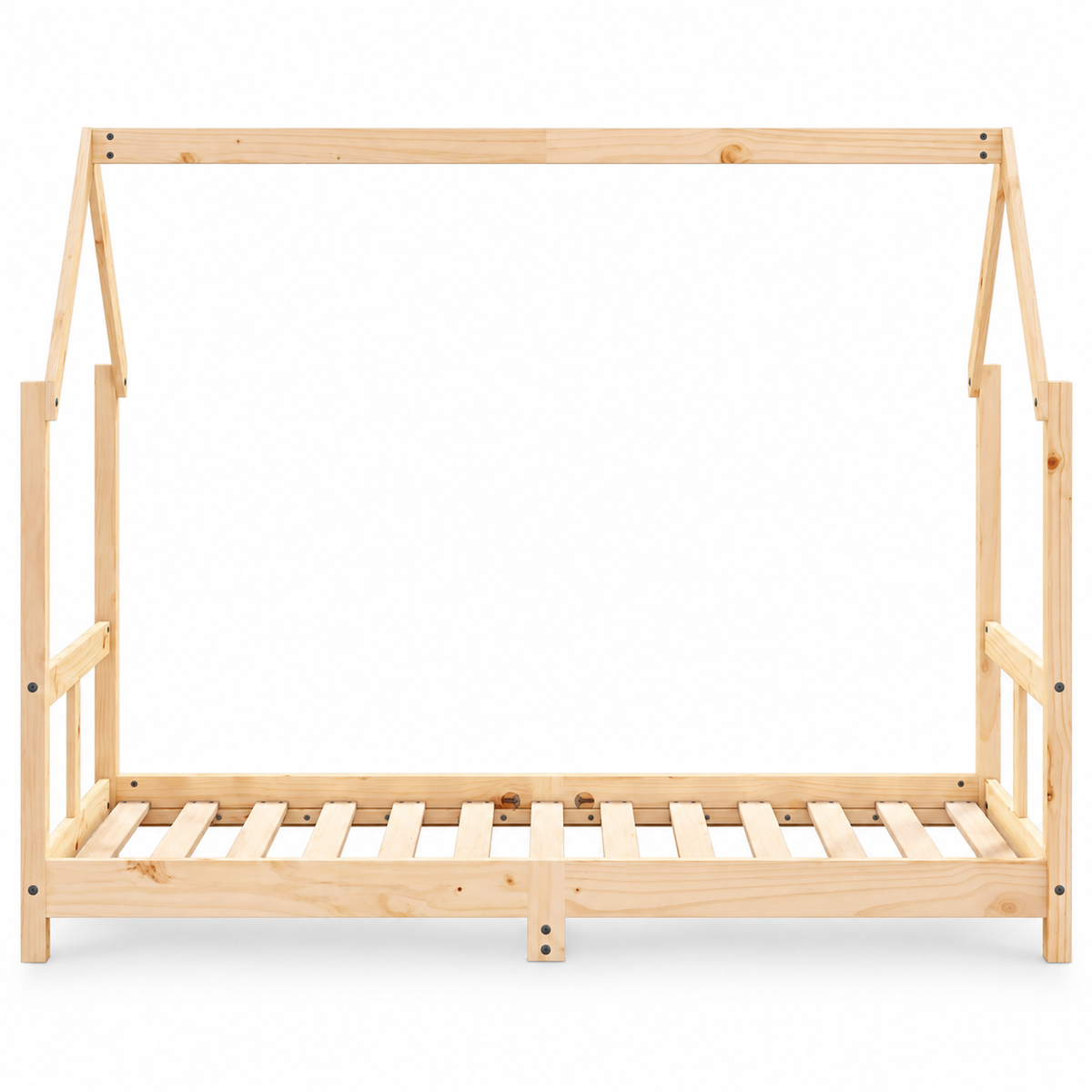 Lit cabane 80x160 en pin massif – Charme, toit pentagonal